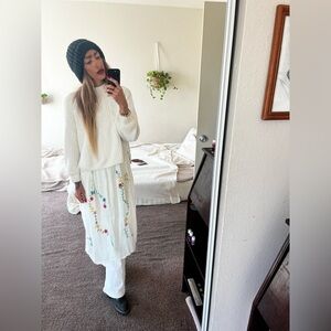 Kimchi Blue White Maxi Dress with Floral Embroidery